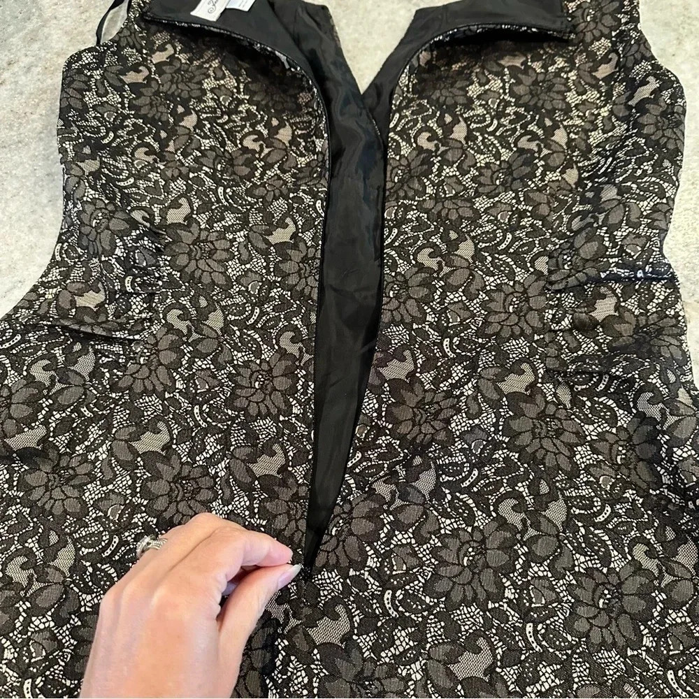 Jessica H Cocktail Sleeveless Black Floral Lace Dress Size 12 - Picture 6 of 13